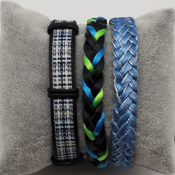 💙Unisex Trio of Leather Bracelets - Picture 1 of 4